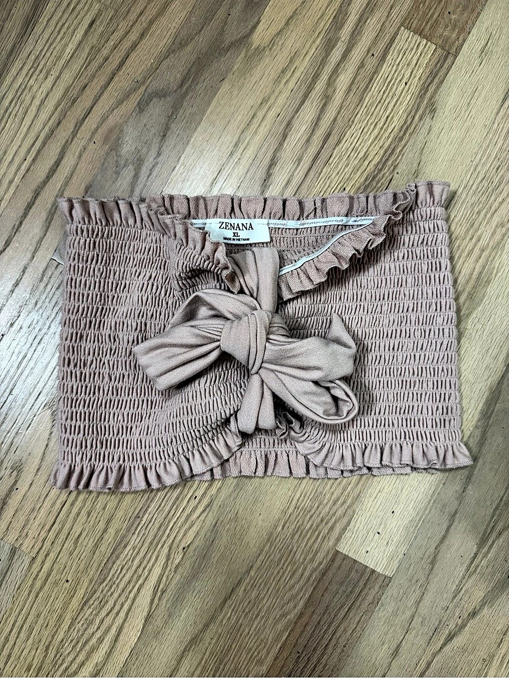 Zenana Smocked Bow Crop Top in Pink Size XL Like New